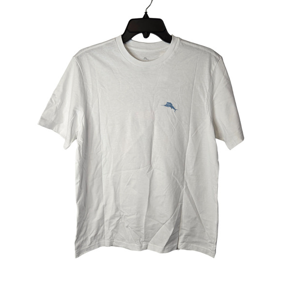 Tommy Bahama White Fish & Chips Graphic Tee Comfy Men's T-shirt Size S NWT - Picture 1 of 6